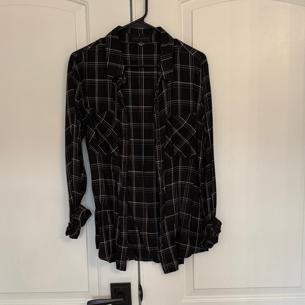 Sanctuary Black and White Plaid Shirt